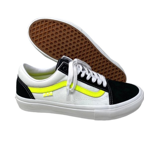 VANS Old Skool Skate Neon Sneakers Canvas Suede Black Women's Shoes VN0A5FCB6M5 - Picture 7 of 9